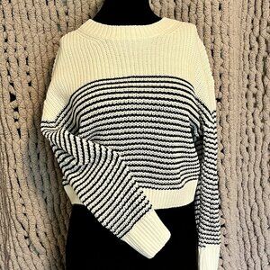Garage Striped White & Black Knit Sweater – Size Small